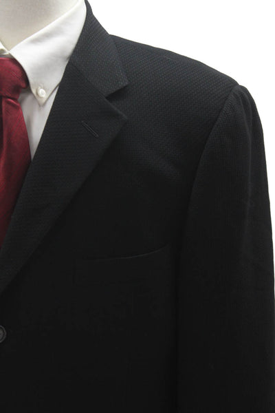Ermenegildo Zegna Mens Black Blazer Collared Button Solid Long Sleeve Size 56