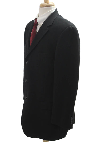 Ermenegildo Zegna Mens Black Blazer Collared Button Solid Long Sleeve Size 56