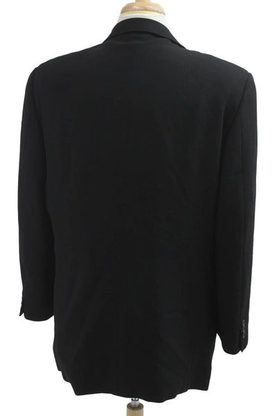 Ermenegildo Zegna Mens Black Blazer Collared Button Solid Long Sleeve Size 56