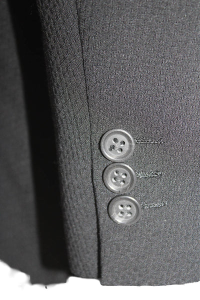 Ermenegildo Zegna Mens Black Blazer Collared Button Solid Long Sleeve Size 56