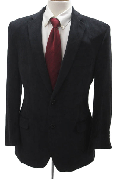 Calvin Klein Mens Blazer Black Collared Button Solid Long Sleeve Size 42