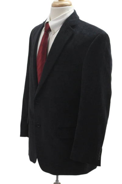Calvin Klein Mens Blazer Black Collared Button Solid Long Sleeve Size 42