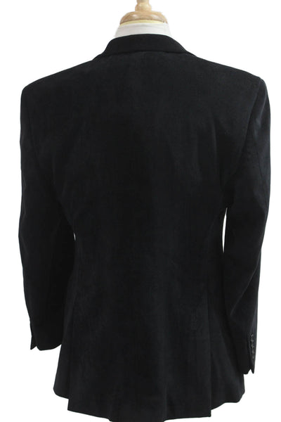 Calvin Klein Mens Blazer Black Collared Button Solid Long Sleeve Size 42