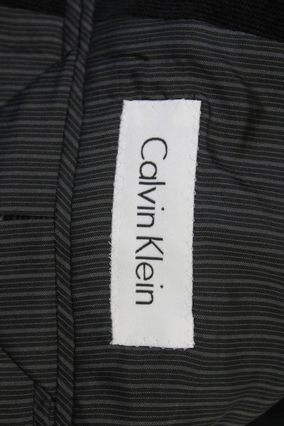 Calvin Klein Mens Blazer Black Collared Button Solid Long Sleeve Size 42