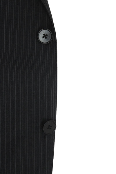 Ermenegildo Zegna Mens Black Striped Wool Suit Jacket Long Sleeve Size 54