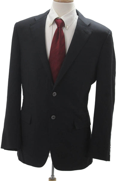Saks Fifth Avenue Men Black Wool Classic Collared Solid Suit Jacket Size 50