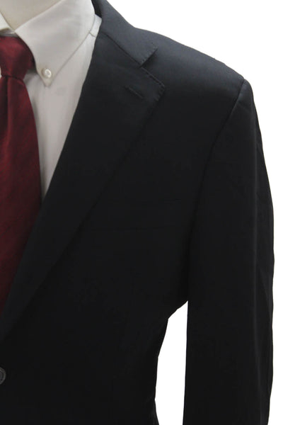 Saks Fifth Avenue Men Black Wool Classic Collared Solid Suit Jacket Size 50