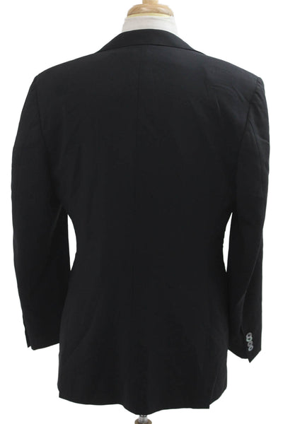 Saks Fifth Avenue Men Black Wool Classic Collared Solid Suit Jacket Size 50