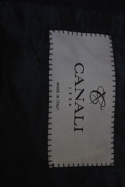 Saks Fifth Avenue Men Black Wool Classic Collared Solid Suit Jacket Size 50