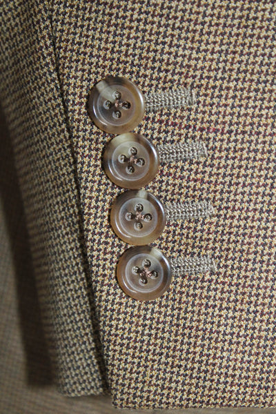 Ermenegildo Zegna Mens Check 100% Wool Sport Coat Brown Collared Button Size 56