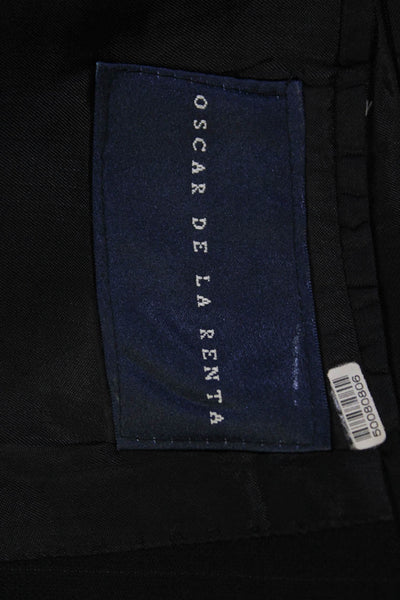 Oscar de la Renta Mens Suit Jacket Black Wool Striped Collared Size 44