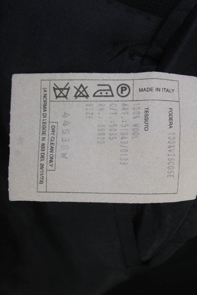 Oscar de la Renta Mens Suit Jacket Black Wool Striped Collared Size 44