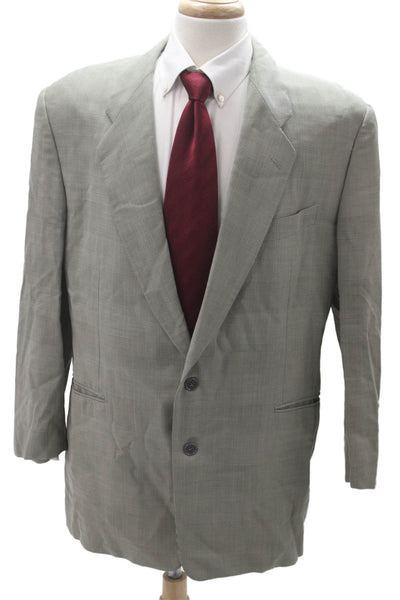Pal Zileri Mens Virgin Wool Checked Suit Jacket Gray Button Collared Size 56