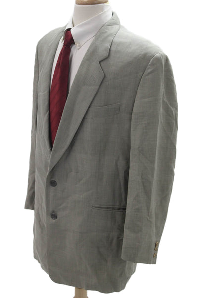Pal Zileri Mens Virgin Wool Checked Suit Jacket Gray Button Collared Size 56