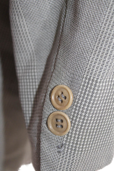 Pal Zileri Mens Virgin Wool Checked Suit Jacket Gray Button Collared Size 56