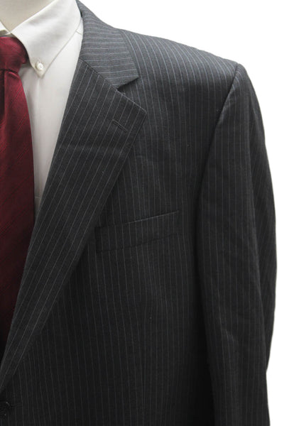 Loro Piana Mens Striped Dark Gray Wool Suit Jacket Button Collared Size 54
