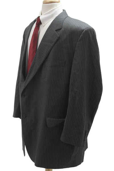 Loro Piana Mens Striped Dark Gray Wool Suit Jacket Button Collared Size 54