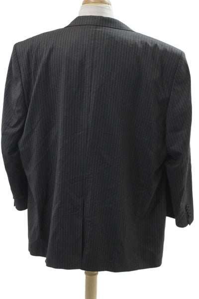 Loro Piana Mens Striped Dark Gray Wool Suit Jacket Button Collared Size 54
