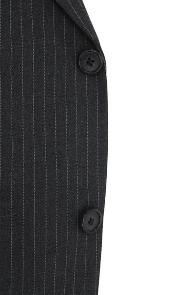 Loro Piana Mens Striped Dark Gray Wool Suit Jacket Button Collared Size 54