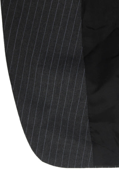 Loro Piana Mens Striped Dark Gray Wool Suit Jacket Button Collared Size 54