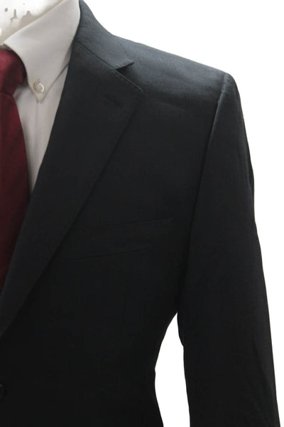Lauren Ralph Lauren Mens Black Wool Blazer Collared Button Size 40