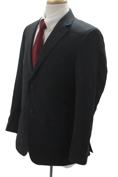 Lauren Ralph Lauren Mens Black Wool Blazer Collared Button Size 40