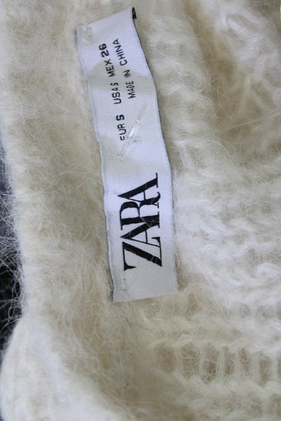 Zara Womens Pullover Crew Neck Solid Alpaca Blend Long Sleeve Sweater Size S