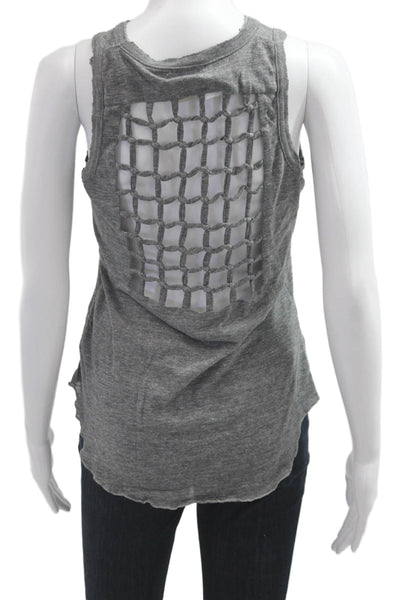 Chaser Womens Basic Gray Sleeveless Crew Neck Tank Top Grunge Size S