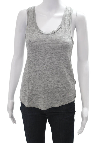 J Crew Womens Basic Linen Tank Gray Round Neck Sleeveless Size M