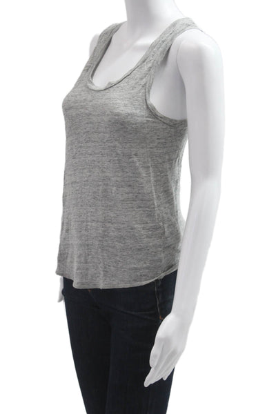J Crew Womens Basic Linen Tank Gray Round Neck Sleeveless Size M