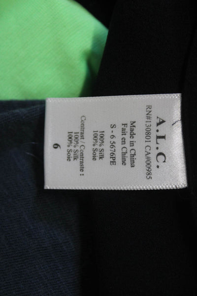 ALC Women Cropped Silk Sleeveless Blouse Round Neck Black Zip Size 6