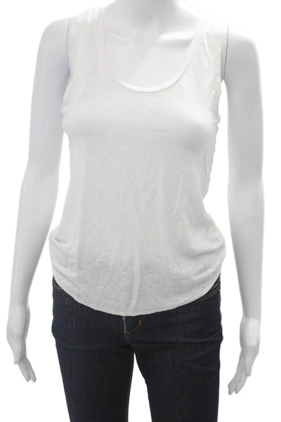 J Crew Women White Linen Basic Tank Size M