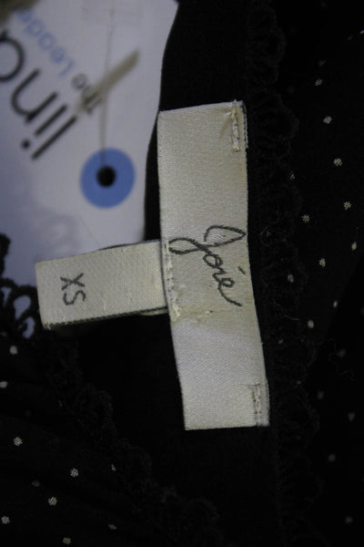 Joie Women Silk Sleeveless V-Neck Polka Dot Tie Blouse Black Size XS