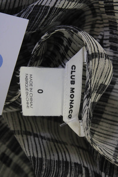 Club Monaco Women Black Striped Silk Blouson Long Sleeve Mini Dress Size 0