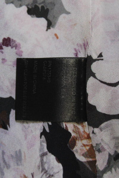 Intermix Women Black Silk Floral V-Neck Shift Mini Dress Size S