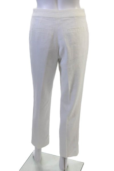 J Crew Women Ankle Cropped Dress Pants White Linen Blend Size 0