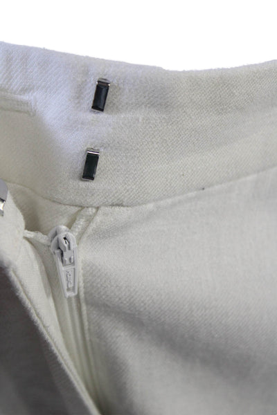 J Crew Women Ankle Cropped Dress Pants White Linen Blend Size 0