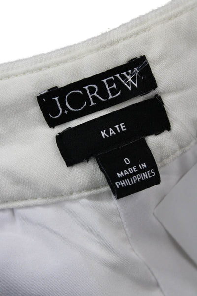 J Crew Women Ankle Cropped Dress Pants White Linen Blend Size 0