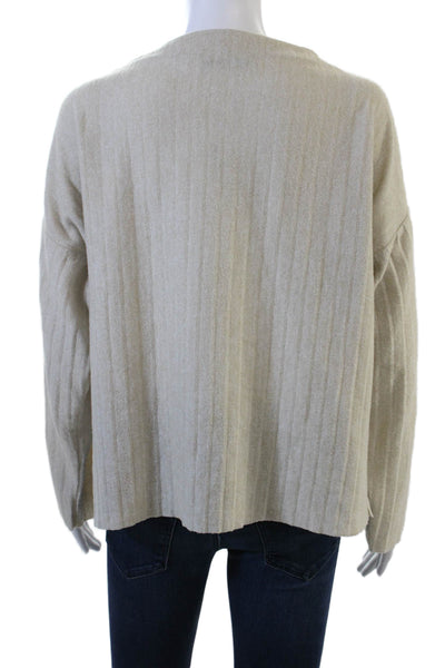 Zara Unisex Pullover Striped Crew Neck Long Sleeve Sweater Beige Size S