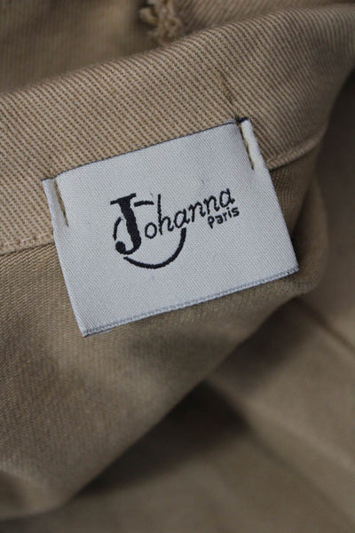 Johanna Paris Womens Tan Cotton Elastane Collared Button Army Vest Size S