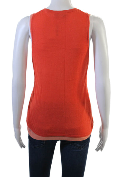 Vince Womens Basic Orange Tank Crew Neck Cotton Nylon Petite Size S