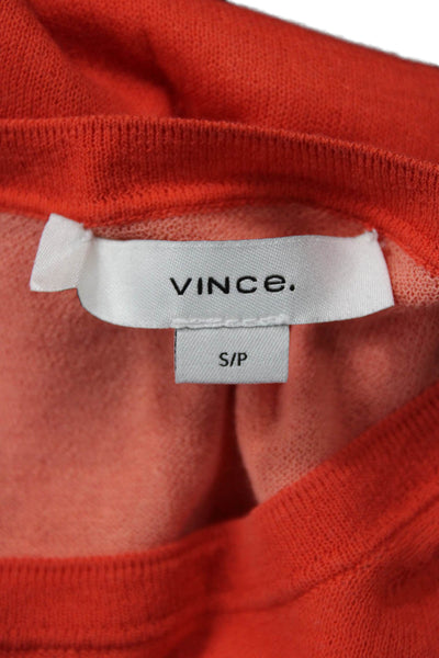 Vince Womens Basic Orange Tank Crew Neck Cotton Nylon Petite Size S