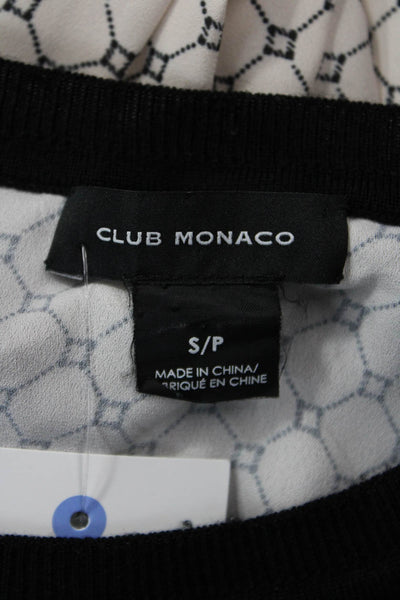 Club Monaco Women Cropped Black Crew Neck Long Sleeve Sweater Size S