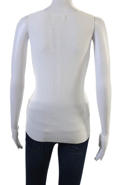 Alexandre Laurent Womens White V-Neck Sleeveless Basic Tank Top Designer Size S