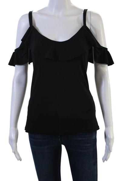 Fifilles Womens Black Sleeveless Round Neck Solid Polyester Tank Size S