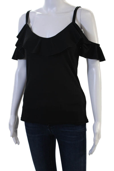 Fifilles Womens Black Sleeveless Round Neck Solid Polyester Tank Size S
