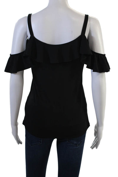 Fifilles Womens Black Sleeveless Round Neck Solid Polyester Tank Size S