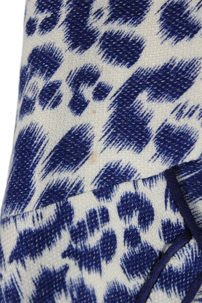 Cartonnier Anthropologie Womens Blue Animal Print Button Blazer Size S