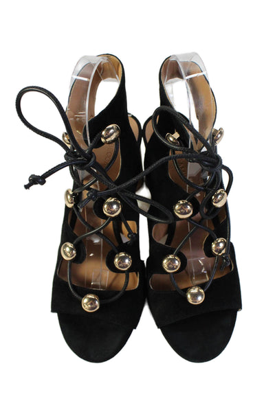 Rebecca Minkoff Womens Open Toe Strappy Gladiator Heel Sandals Black Size 6.5