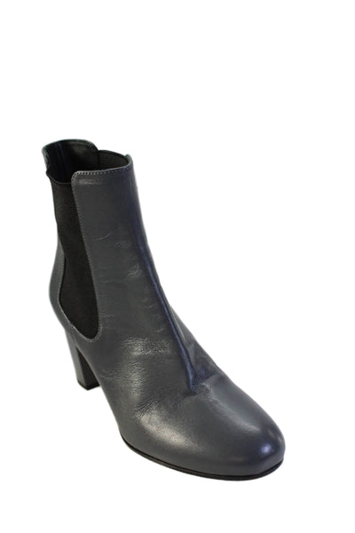 Theory Womens Textured Rounded Toe Slip On Booties Gray Size EUR 35